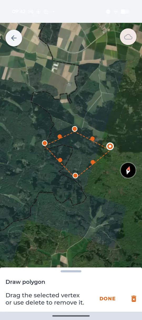 Drawing the outline of the area.