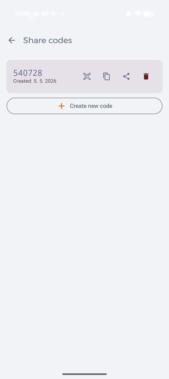 Share codes for one camera, with QR.