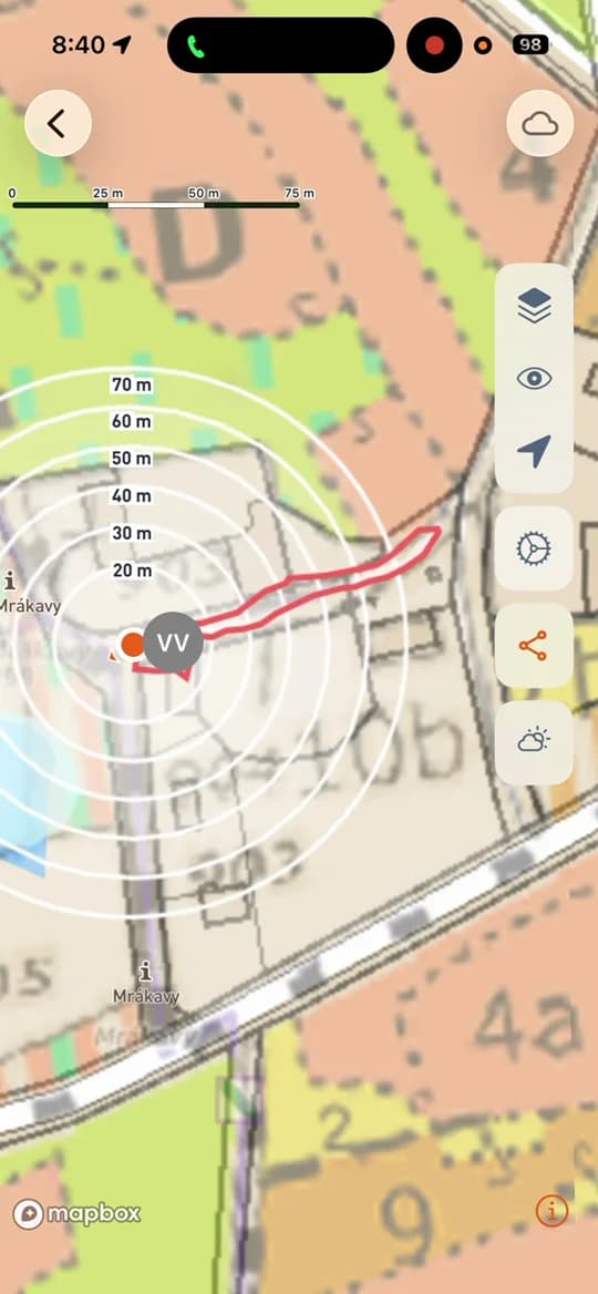 Live tracking of a dog with a GPS collar.