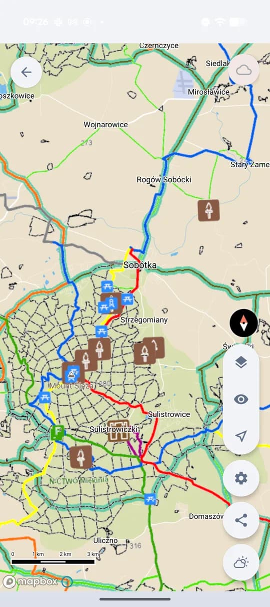 A hunting map with roads, facilities and terrain (Poland).