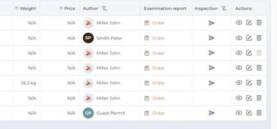 Ordering the examination report and sending for inspection.