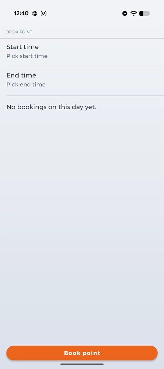 Choosing the time of the booking.