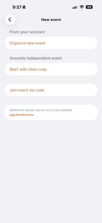 Three ways to start. Further details can be set on the app website.