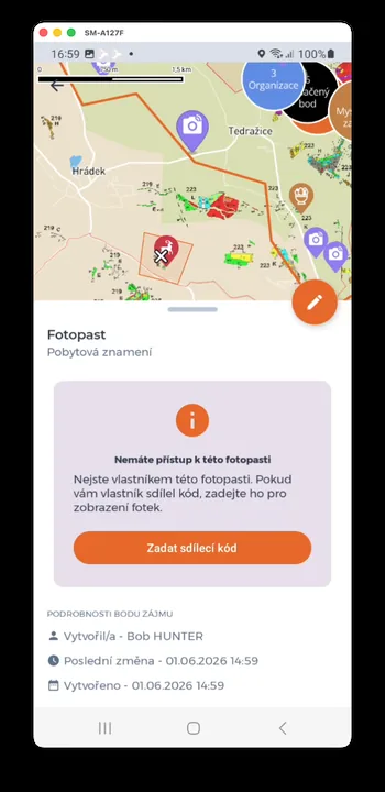 Screenshot of the HUNTERRA app Screenshot of the HUNTERRA app
