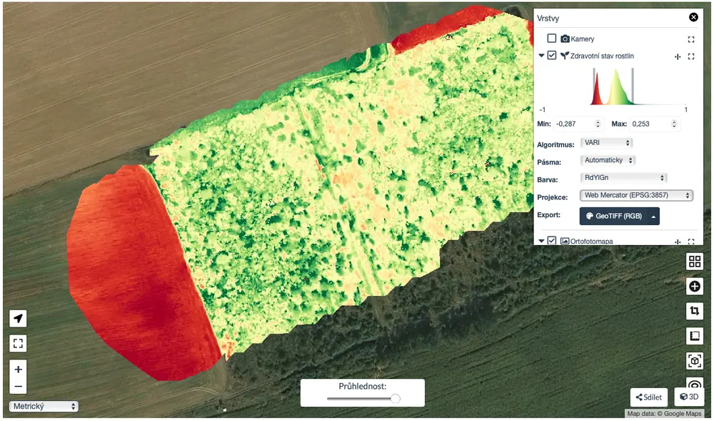 Vegetation health analysis — the index reveals drought